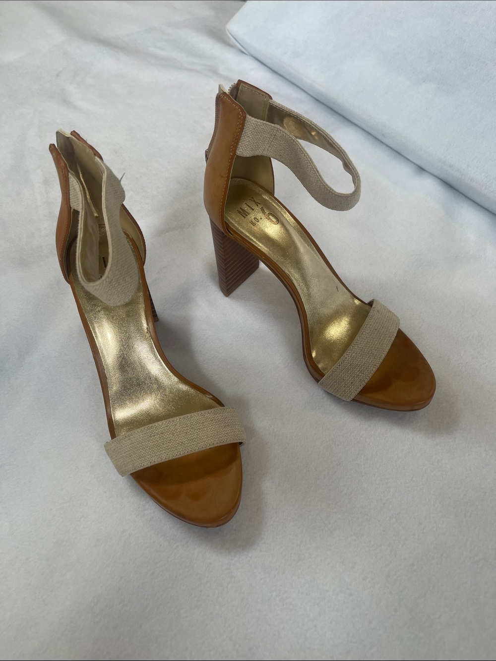 Mix No. 6 Tan and Beige Block Heel Sandals
